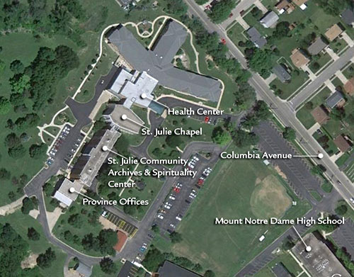 Aerial View of Mount Notre Dame (Google Earth)