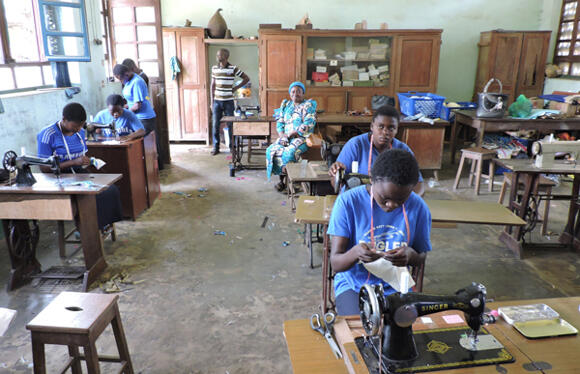 The Sisters' high school in Lemfu, Democratic Republic of Congo (DRC). The school operates a technical cutting & sewing curriculum that helps prepare young women for employment who do not continue on to university studies.